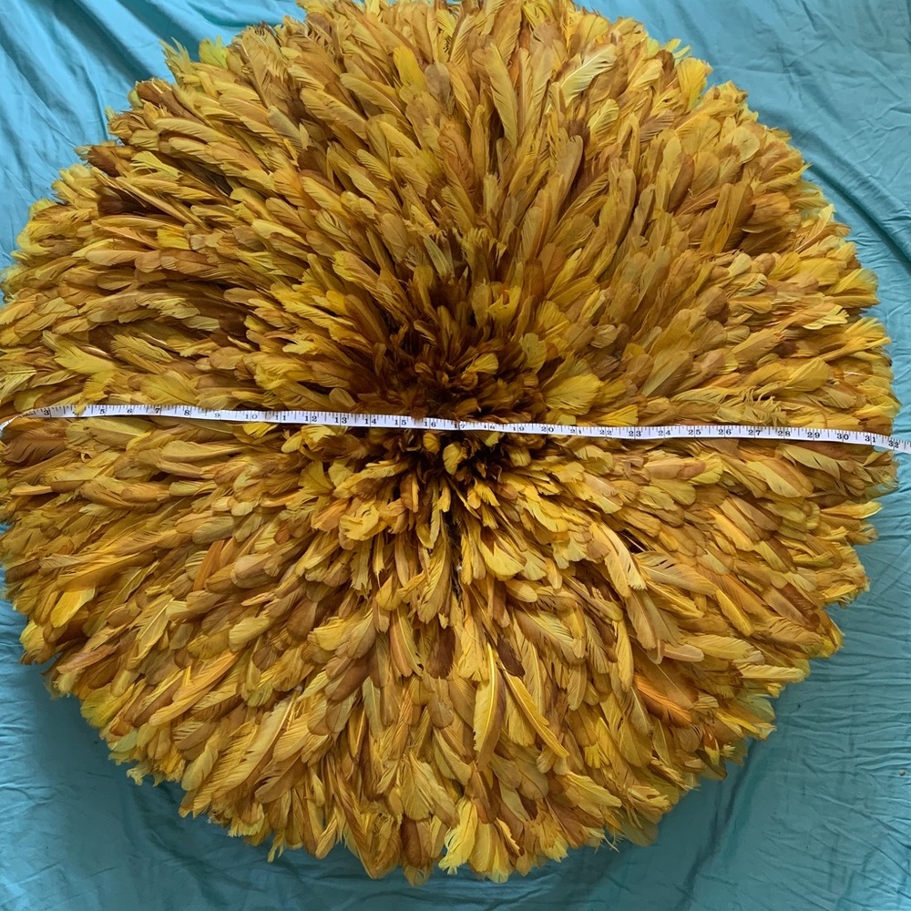 Yellow Feather Wall Art Round Juju Hat